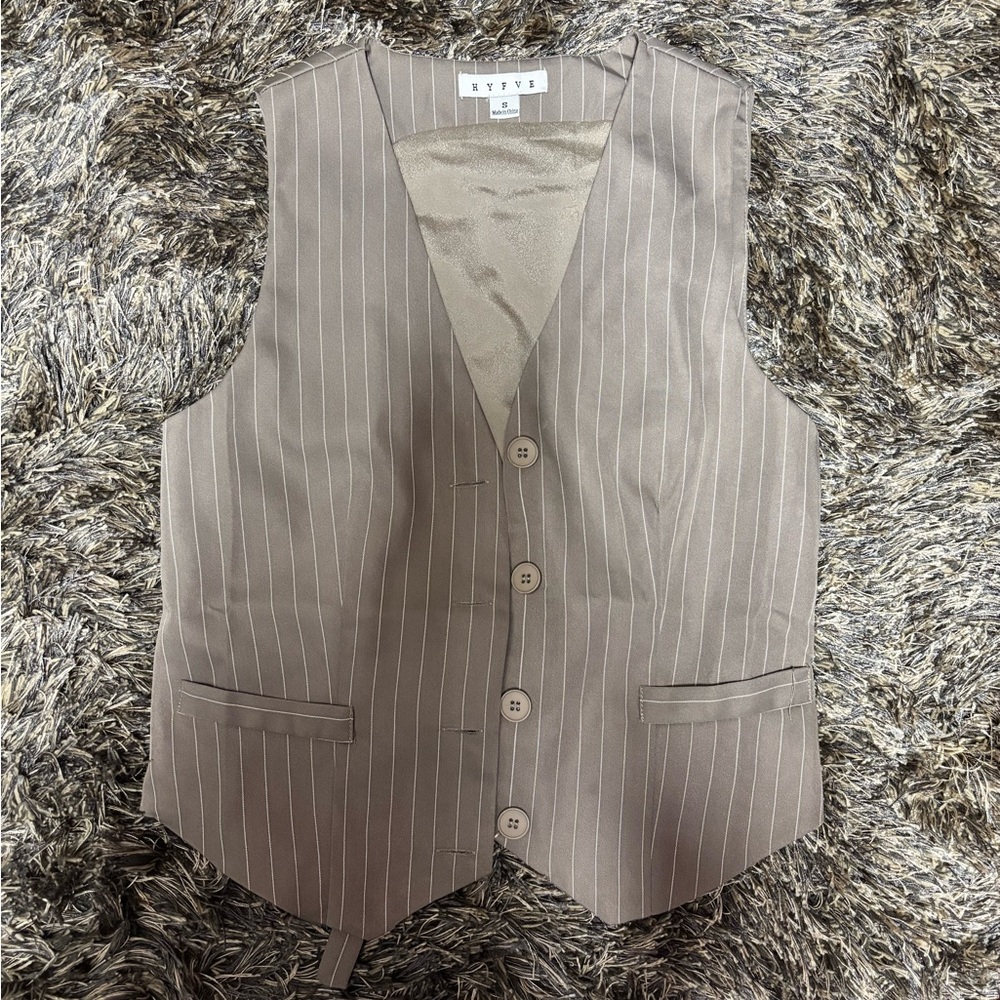 HYFVE Taupe Pinstripe Vest